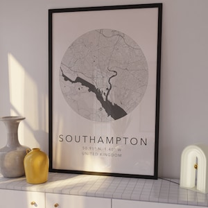 Southampton Map Print | Southampton United Kingdom Print | City of Southampton Map | Minimalist Map Art | Modern Map Art | City Map Print