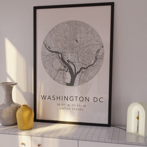 Washington DC Kaart Print | Washington DC Print | Washington DC Kaart | Home Town Kaart | Minimalistische Kaart Kunst | Moderne Kaart Kunst | Stadsplattegrond Afdrukken