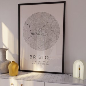 Bristol Map Print / Bristol United Kingdom Print / City of Bristol Map / Minimalist Map Art / Modern Map Art / City Map Print