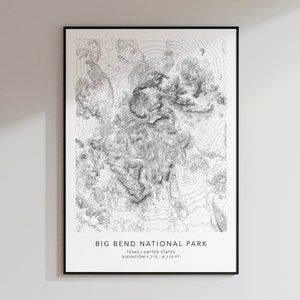 Big Bend National Park Map Print | Topographic Contour Map | Big Bend Texas | Topographic Print | Modern Map Art | Minimalist Map Print