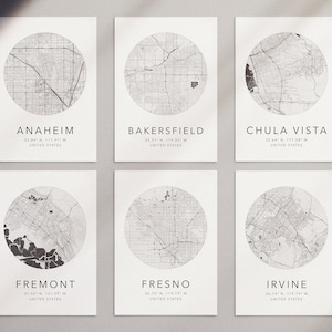 California Postcards Set van 17 | Individueel beschikbaar | 6" x 4" | Stadsplattegronden | Los Angeles | San Diego | San Jose | San Francisco | Fresno