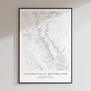 Cuyahoga Valley National Park Kaart Print | Topografische Contour Kaart | Cuyahoga Valley Ohio | Topografische print | Moderne kaartkunst