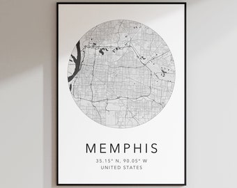 Memphis Map Print | Memphis Tennessee Print | Home Town Map | Minimalist Map Art | Modern Map Art | City Map Print | Homecoming Gift