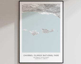 Channel Islands National Park Map Print | Topographic Contour Map | Channel Islands California | Topographic Print | Minimalist Map Print