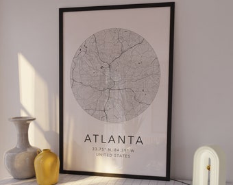 Atlanta Map Print | Atlanta Georgia Print | City of Atlanta Map | Home Town Map | Minimalist Map Art | Modern Map Art | City Map Print