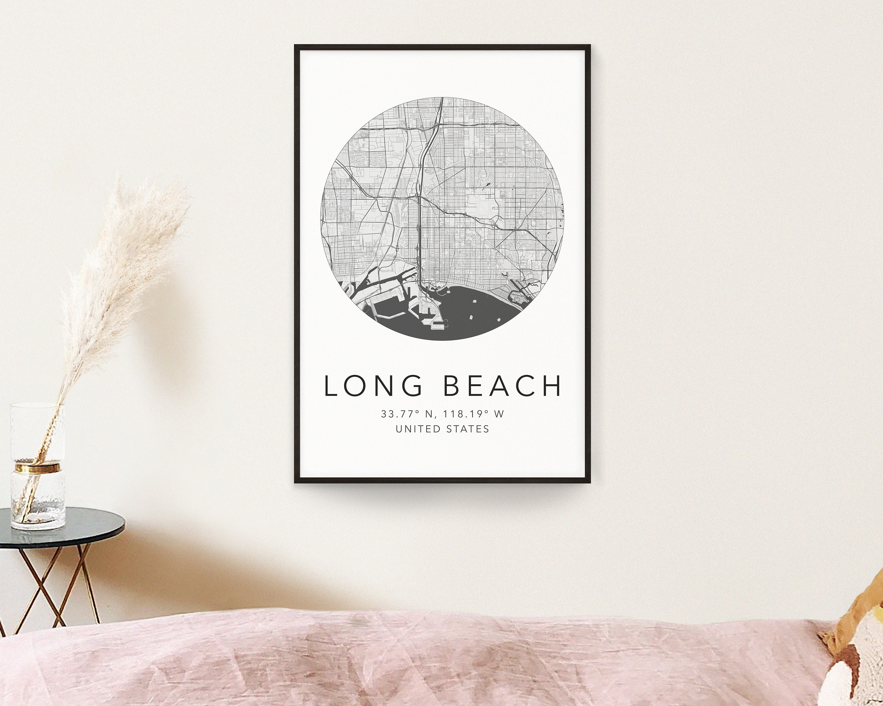 Long Beach Map Print Map of Long Beach California Minimalist Map Art ...