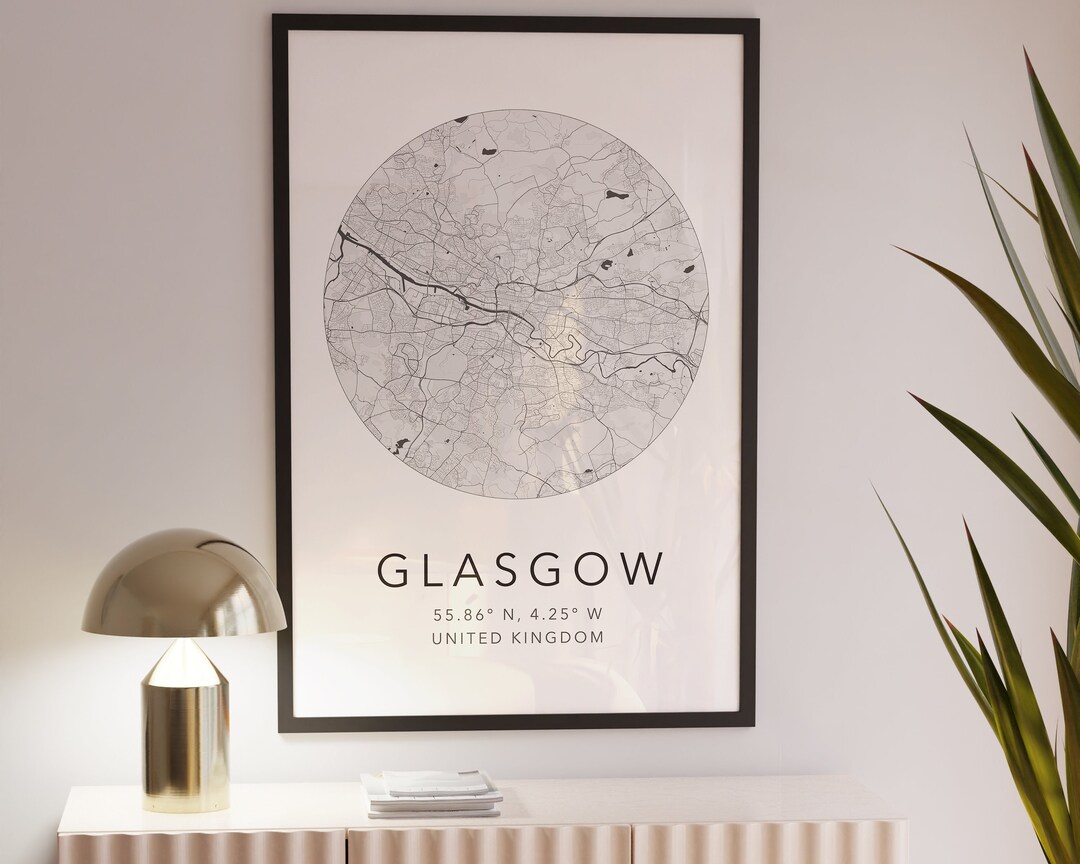 Glasgow Map Print Glasgow Scotland Print City of Glasgow Etsy