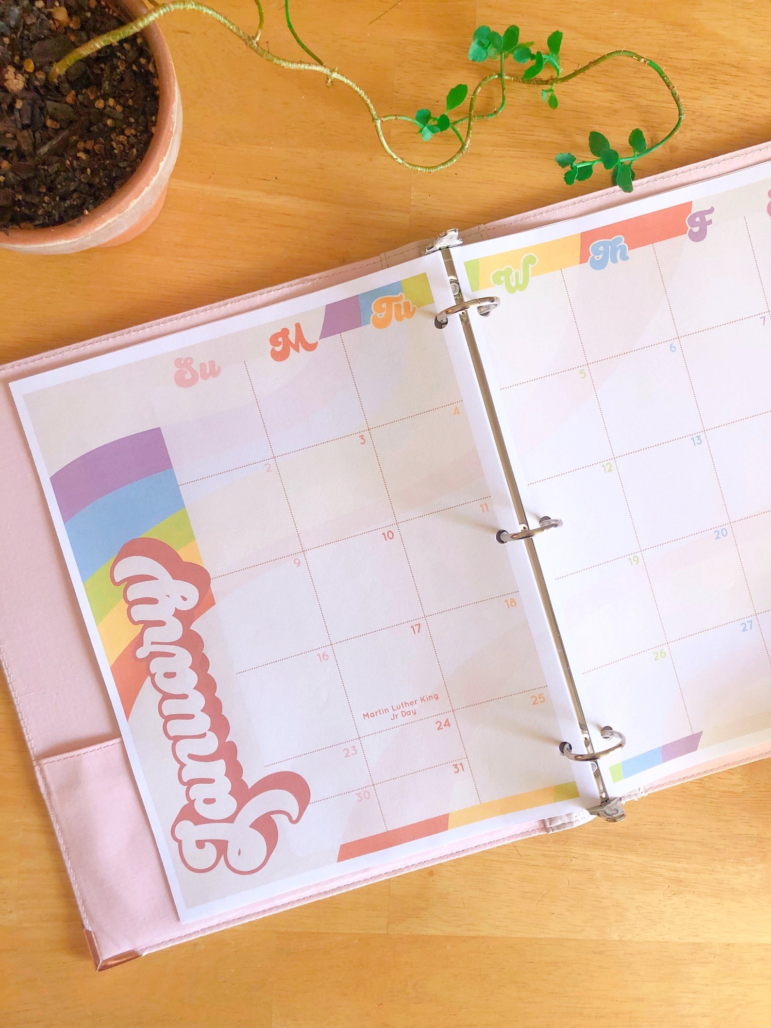 BLANK 2-page Calendar Spread Planner Printable - Retro Rainbow ...