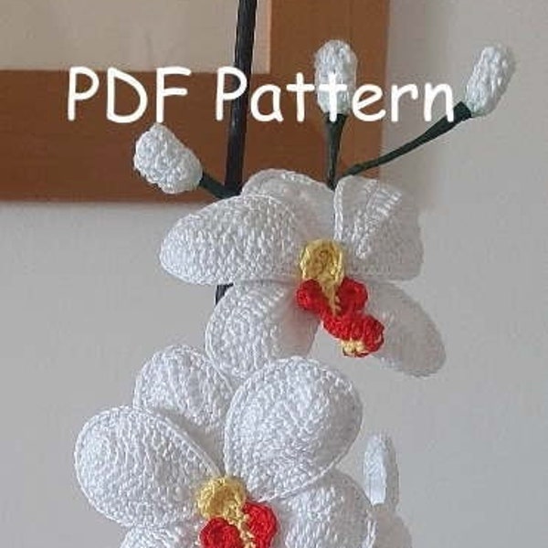 PDF-patroon gehaakte vlinderorchidee met knopbloempatroon, haakpatroon PDF-bestand instructie en tutorial