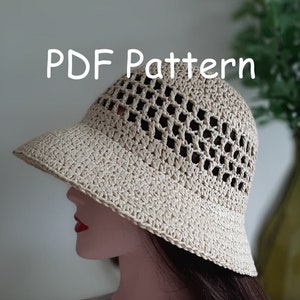 PDF Pattern Crochet Summer Raffia Hat, DIY hat