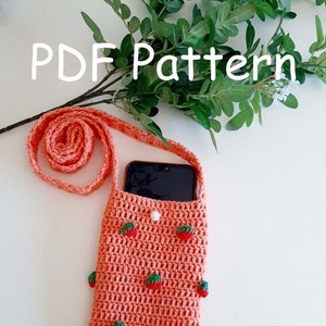 PDF Pattern Crochet Phone Bag With Strawberry Phone Case - Etsy