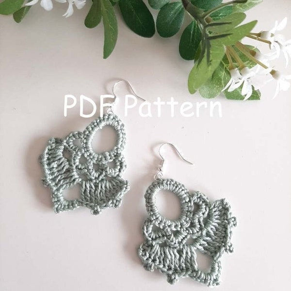 PDF Pattern Crochet Earrings, Japanese Inspired, Easy Crochet Pattern, Ornaments, Gift Idea, DIY earrings, Crochet Jewelry