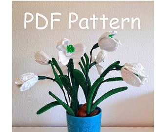 PDF Pattern Crochet Snowdrop Flower Pattern, Crochet pattern PDF file instruction and tutorial