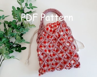 Patron PDF Crochet Net Bag, Mesh Bag, Crochet Mini bag, DIY bag