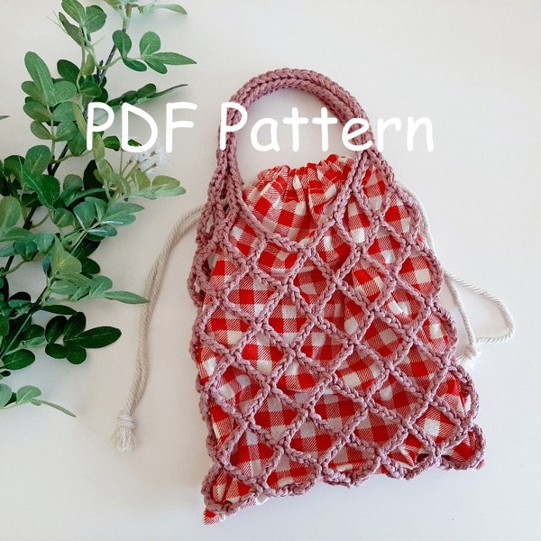 PDF Pattern Crochet Net Bag, Mesh Bag, Crochet Mini bag, DIY bag