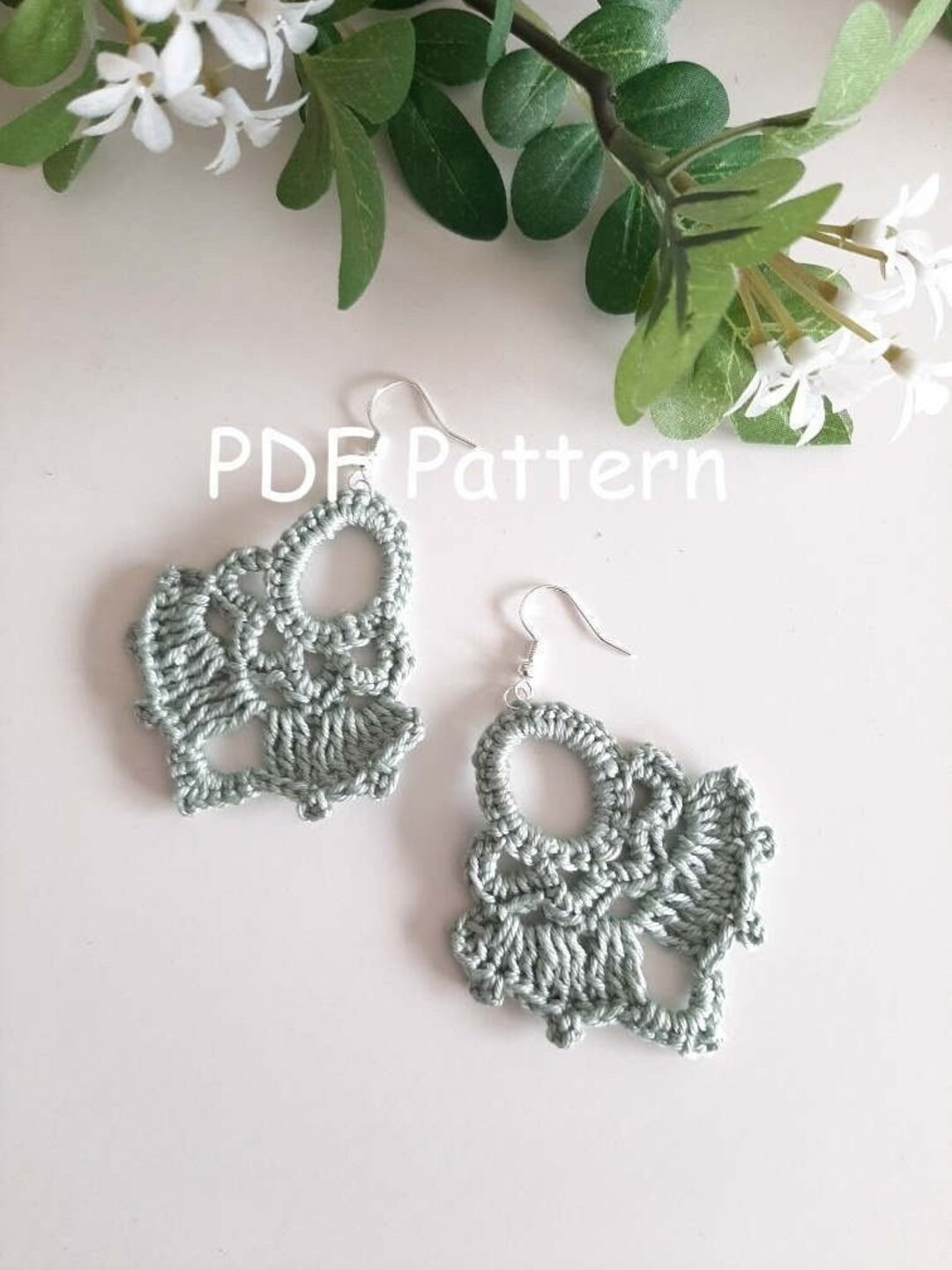 PDF Pattern Crochet Earrings, Japanese Inspired, Easy Crochet Pattern