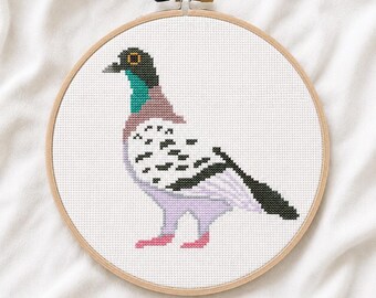 Pigeon Cross Stitch PDF Pattern | Cute Bird Animal Embroidery | Instant Download