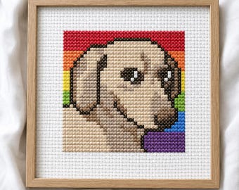 Wzór krzyżykowy w formacie PDF z memem o psie dumie | Haft LGBTQ+ | Pobierz natychmiast | RowStitch
