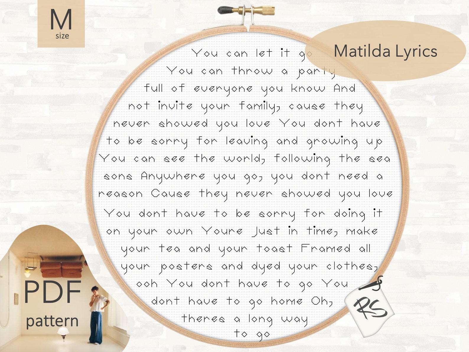 Harry Styles Matilda Lyrics Embroidery PDF Pattern Etsy UK