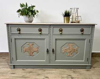 Antique Oak Sideboard, Antique Oak Drinks Cabinet, Edwardian Sideboard, Oak Sideboard, Sage Green