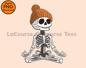 かわいいハロウィーン PNG - スケルトンヨガ PNG - ナマステ - 面白い秋のデジタル画像 - SpookyDoodles - 不気味な季節のクリップアート - 透明な背景