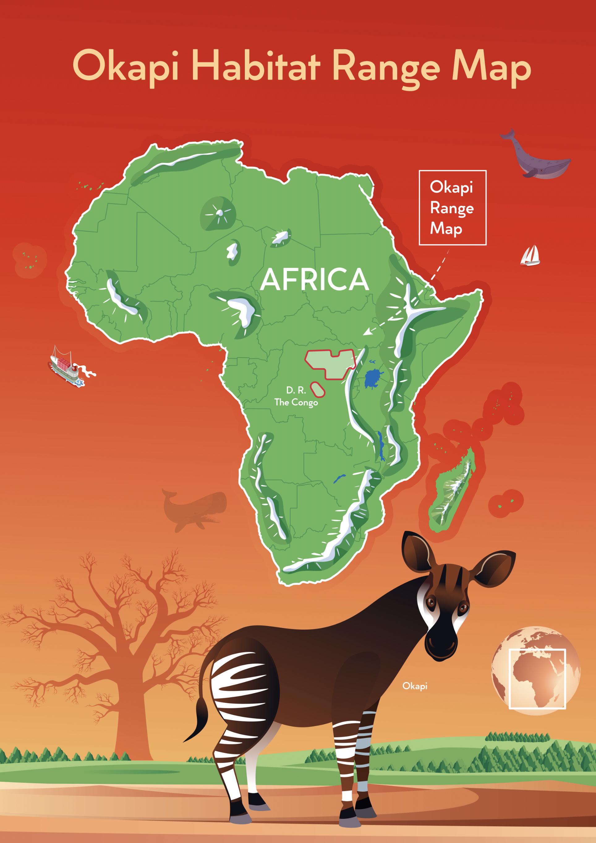 Okapi Habitat Range Map: Educational Wildlife Poster (digital Download) -  Etsy Canada