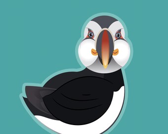アトランティック・パフィンのデジタルアート | 海鳥のイラスト