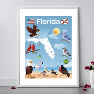 FLORIDA MAP POSTER | State Map Digital | Florida Digital Map | Florida Wall Art | Digital Download Educational Travel inspired Florida map