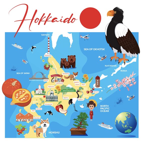 Hokkaido Map Poster | Illustrated Japan Travel Art (digital