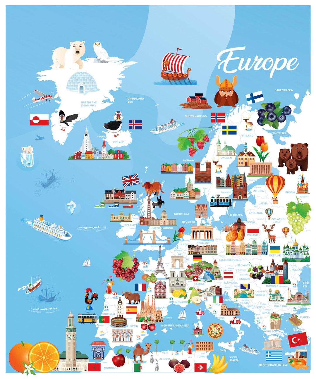 Travel Map of Europe - Etsy