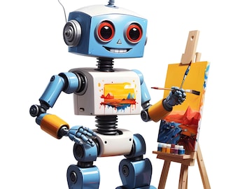 Painter Robot, Artificial Intelligence POLYY-123 is drawing pictures