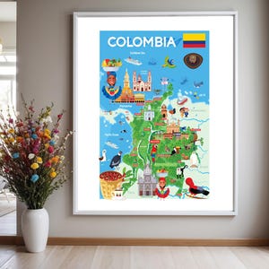 COLOMBIA STATE MAP | Colombia Map Jpg | Map Of Colombia | State Map Colombia | Aesthetic Digital Downloadable Colombia Geography Art