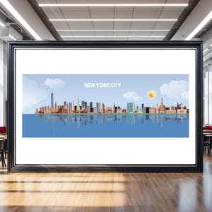 New York City Panorama, Manhattan Map, New York City plan, New York City Cartoon Map