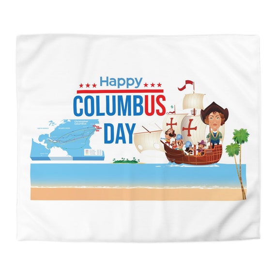 Happy Columbus Day patterned Microfiber Duvet Cover