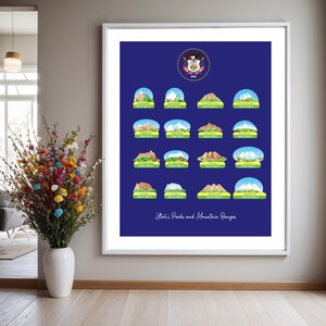 Utah State Mountains map poster