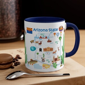 Arizona State Travel Map Accent Coffee Mug, 11oz