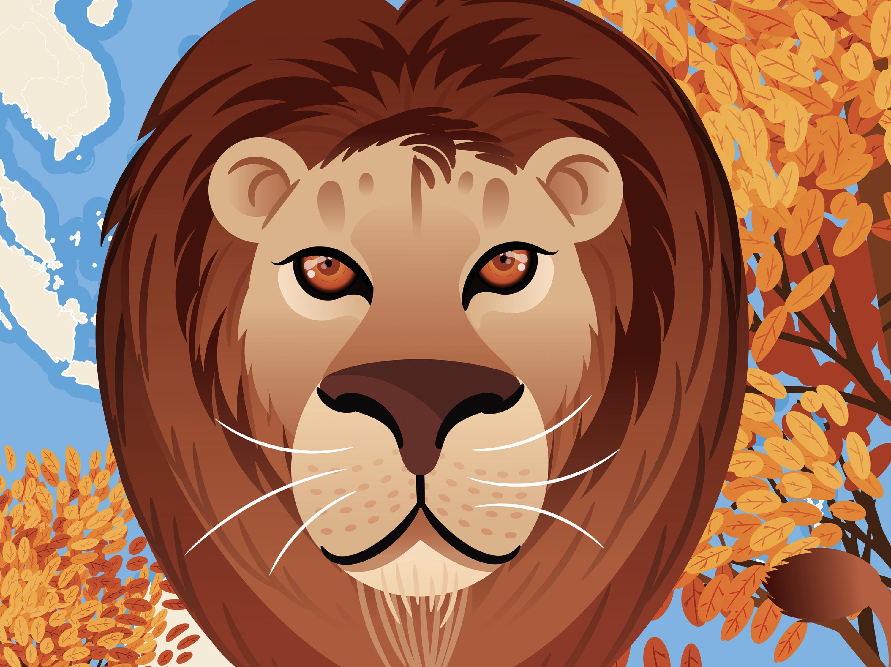 ライオンの生息地分布図 – 野生動物教育ポスター（デジタル