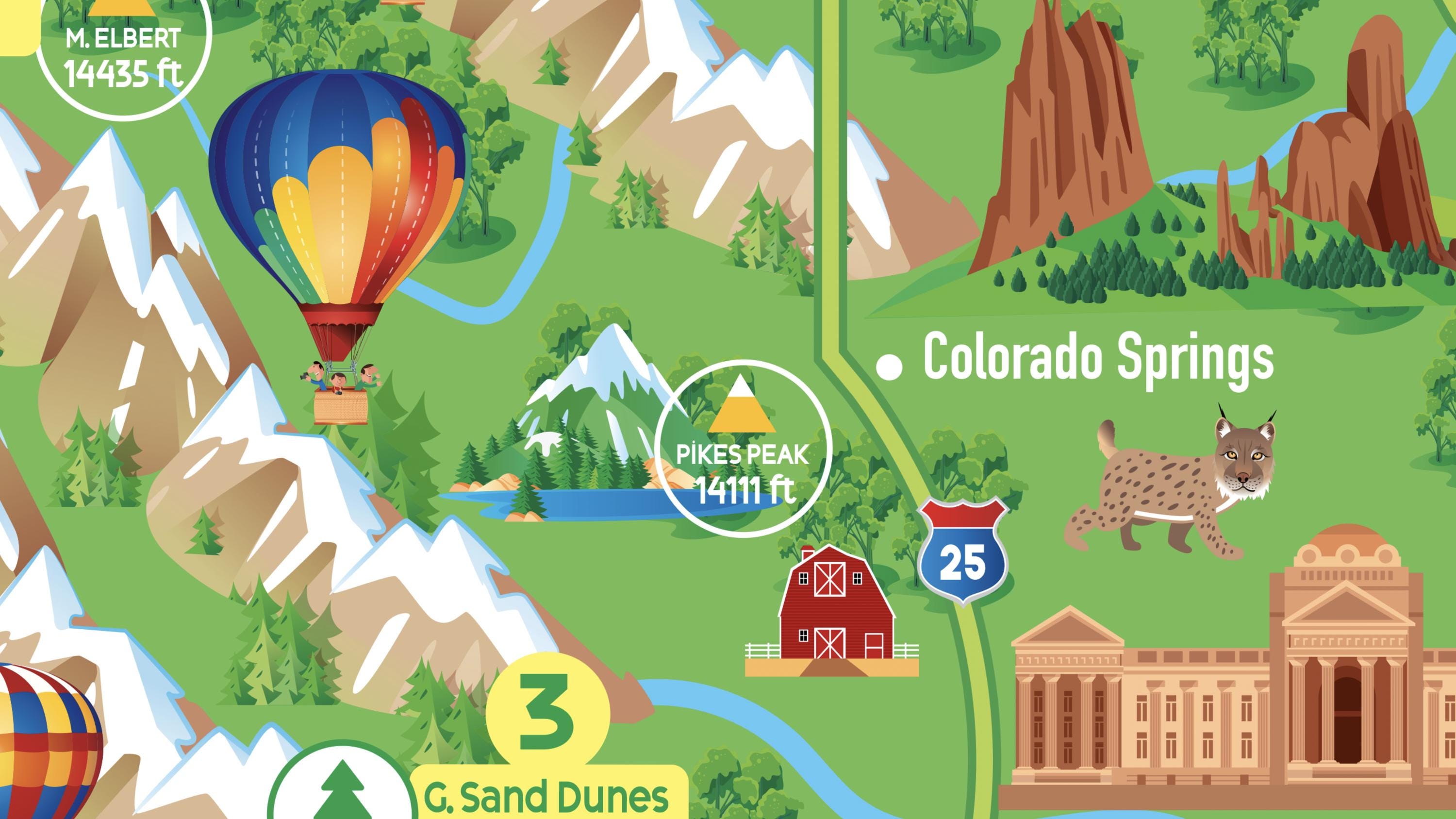 Cartoon Map of COLORADO, Travel Map of Map of COLORADO, Colorado Map ...