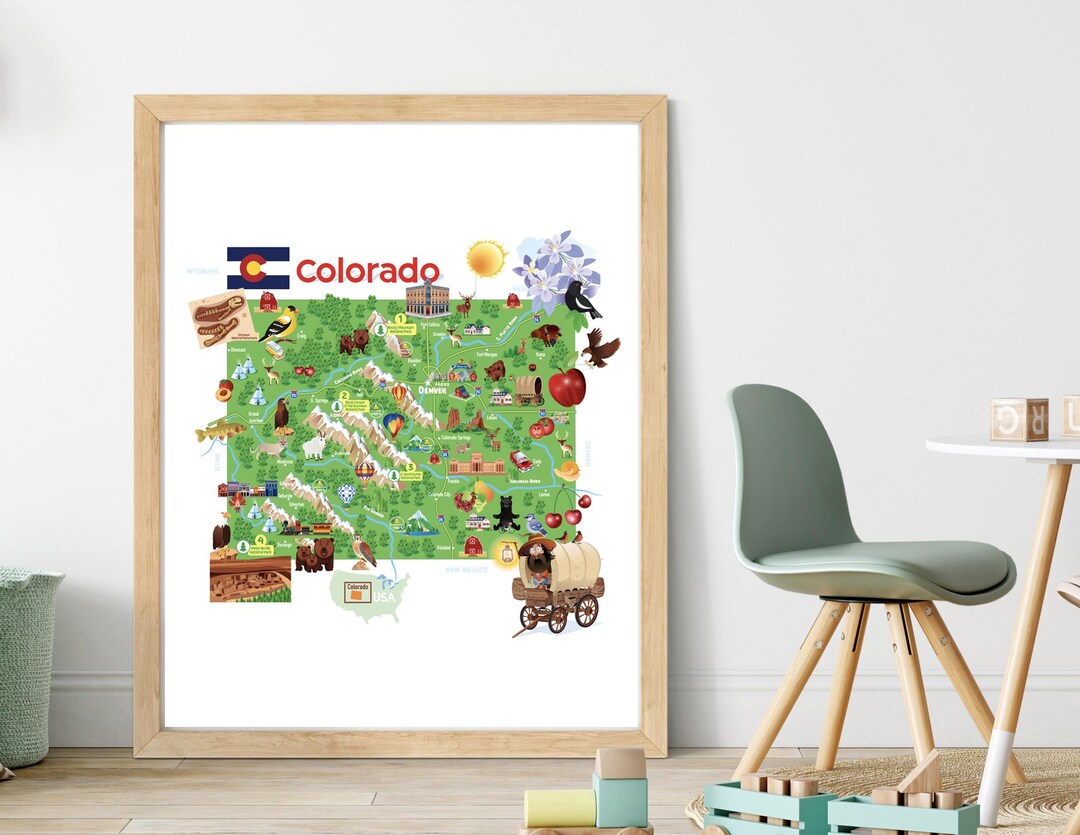 Cartoon Map of COLORADO, Travel Map of Map of COLORADO, Colorado Map ...
