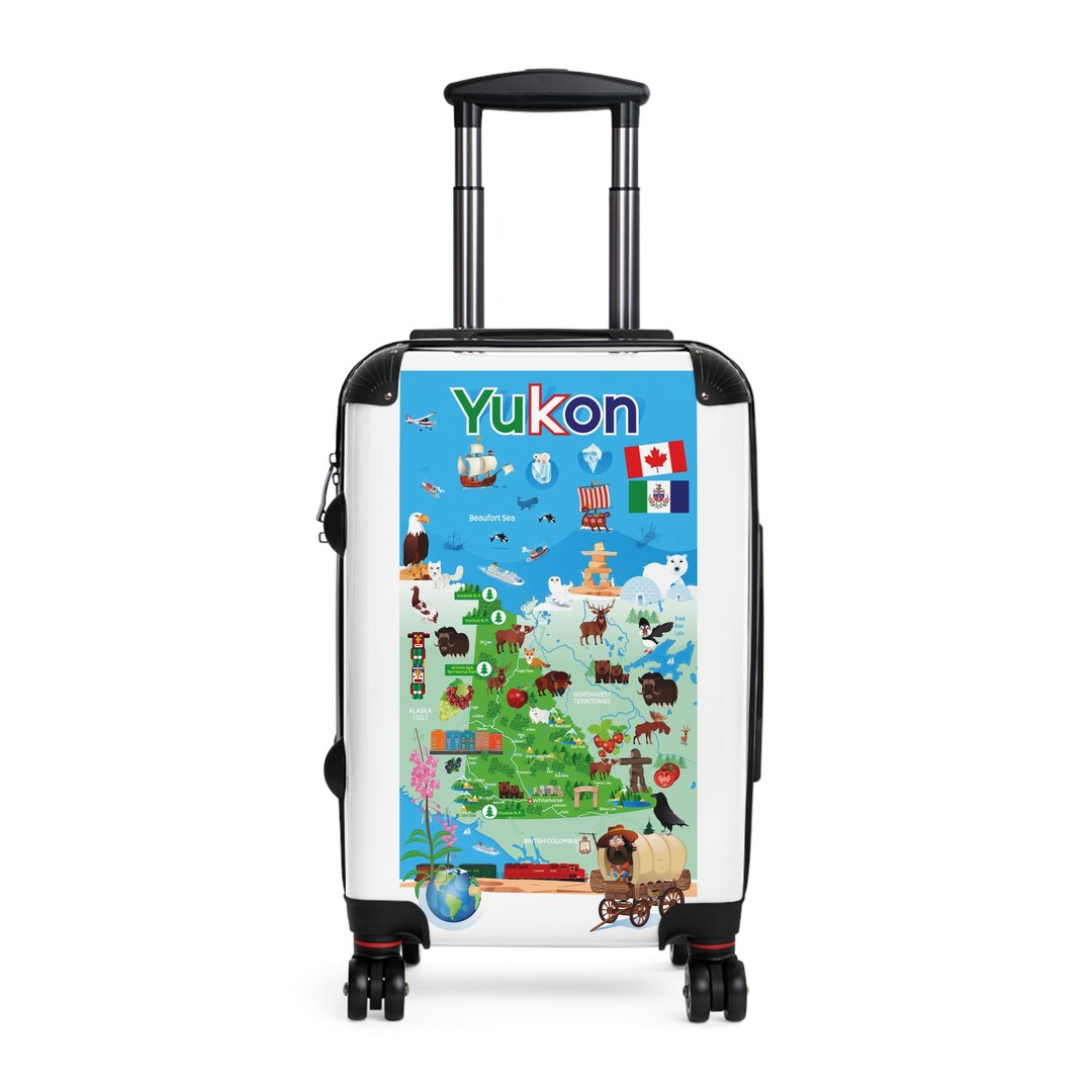 Yukon Travel Map Patterned Suitcase Yukon Cartoon Map Patterned