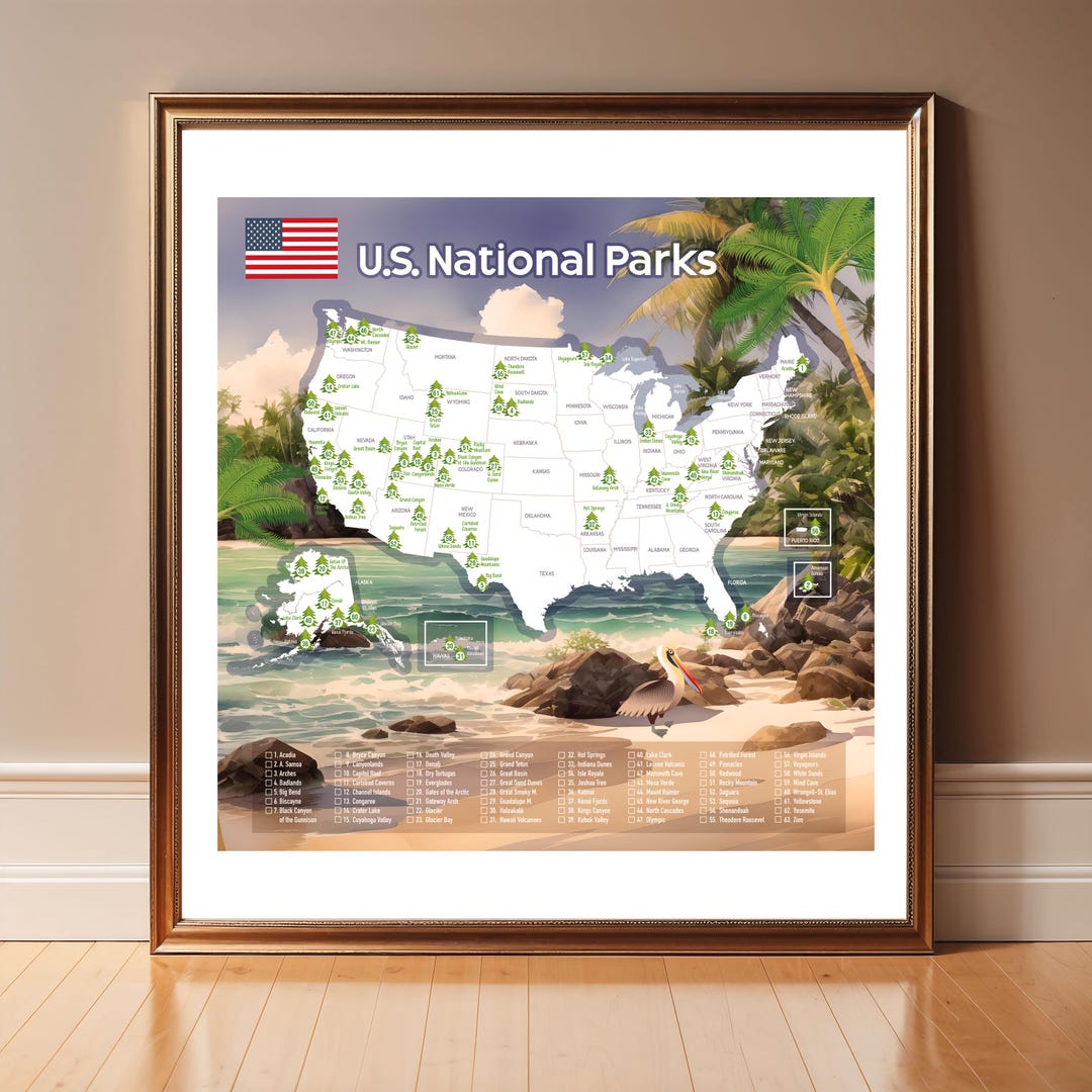 USA National Parks Map Poster - Etsy