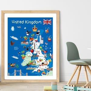 UNITED KINGDOM MAP | Map Of Britain | Printable Uk Map | Uk Map Poster | British Isles Cartography Artwork | Educational Uk Map