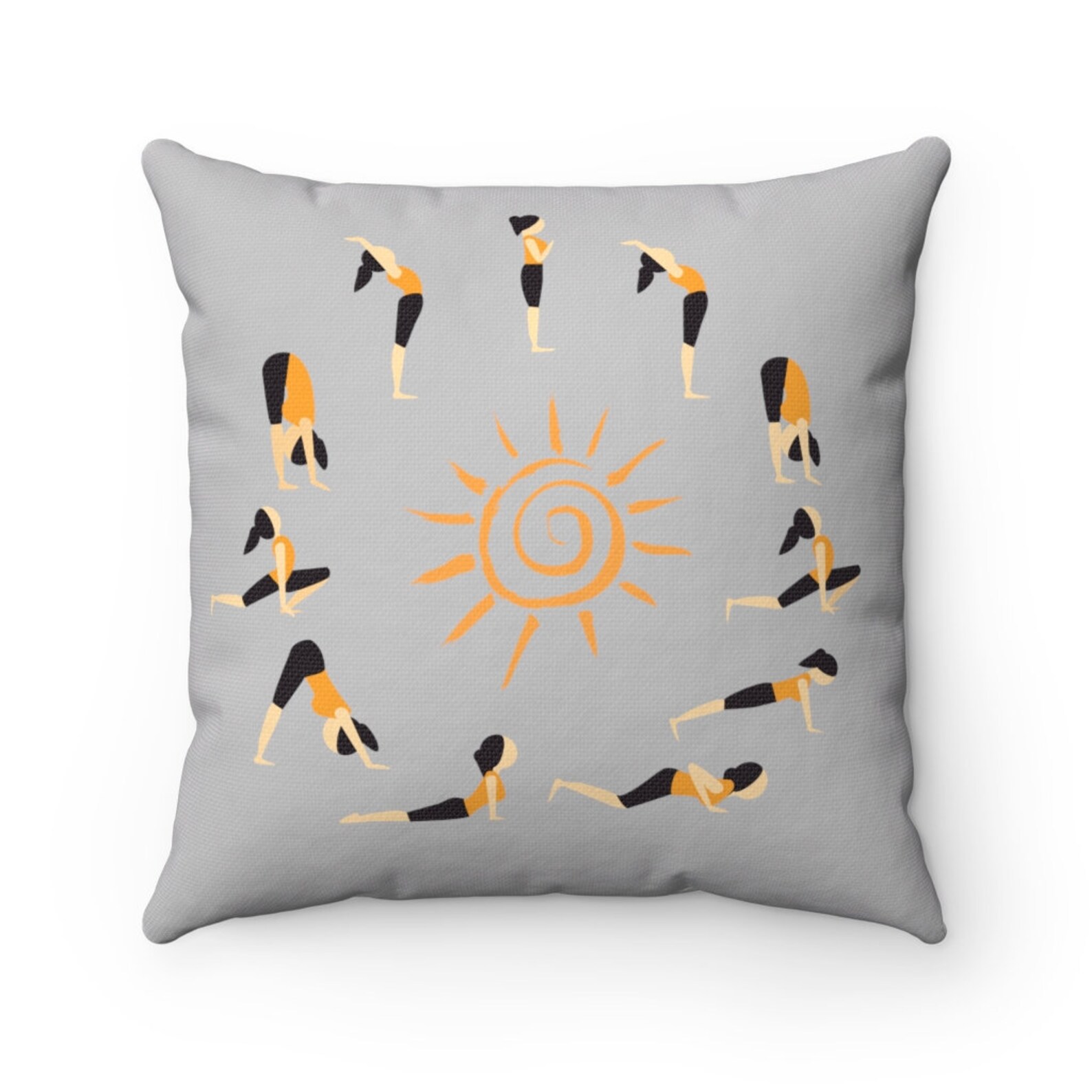 Yoga Poses Square Pillow Insert Included Unique Throw Etsy