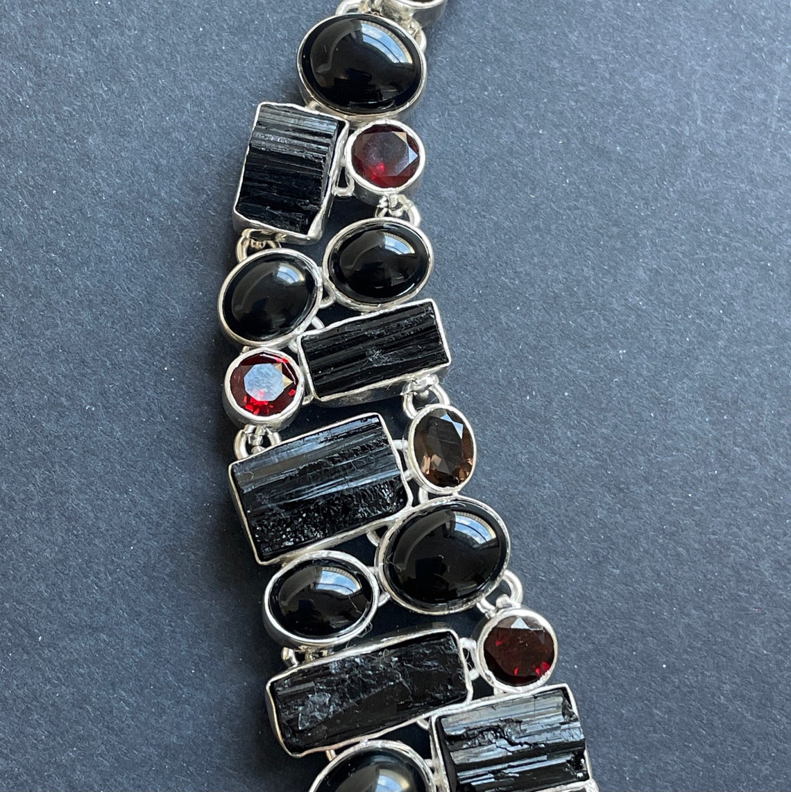 Black Tourmaline Multi Gemstone Necklace Etsy