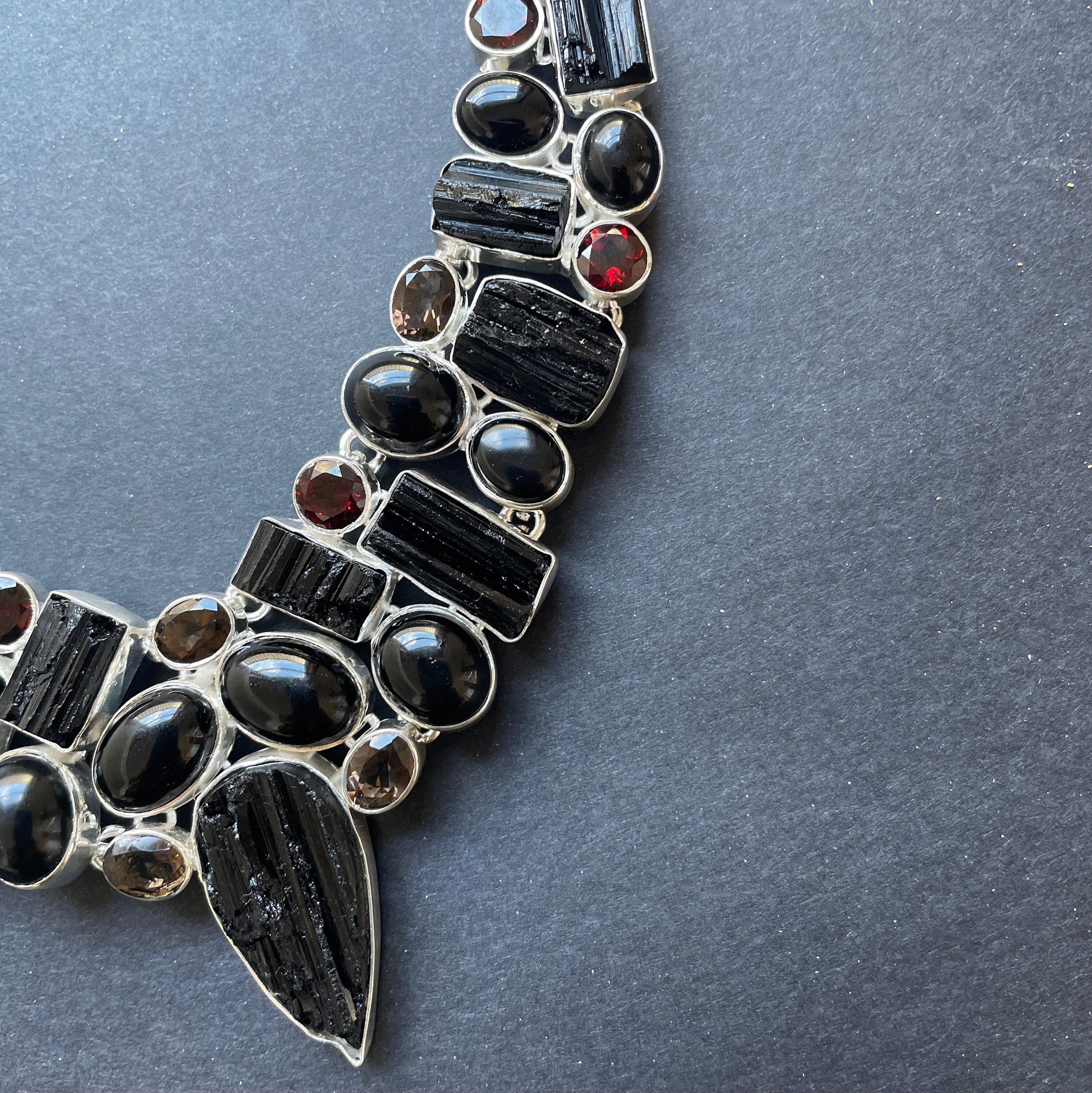Black Tourmaline Multi Gemstone Necklace Etsy