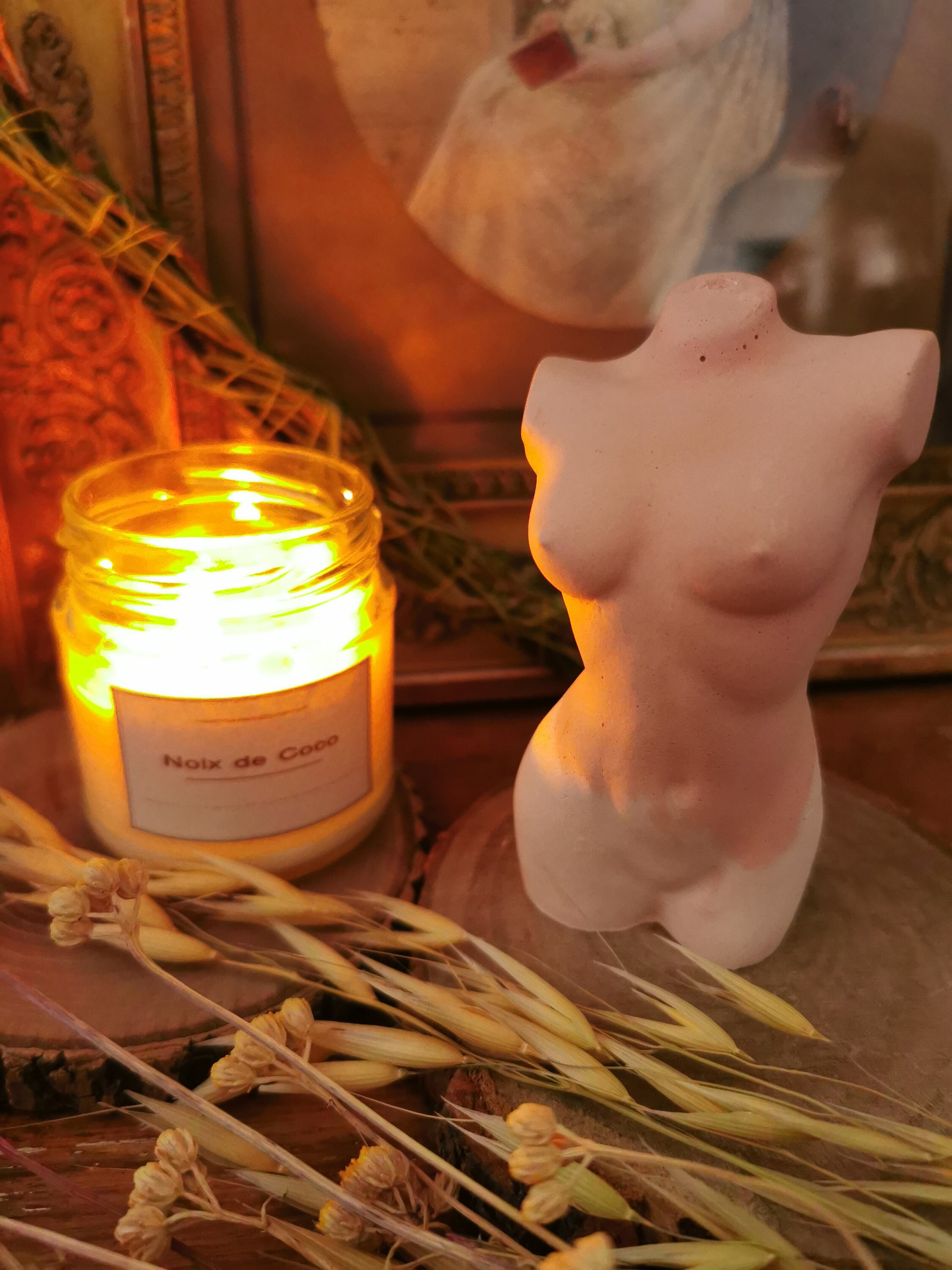 Buste en Plâtre Ocre Tye & Dye