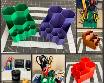 Tiered Desktop/Tabletop Organizer for Desk, Craft Table, Workbench-Geometric Shapes