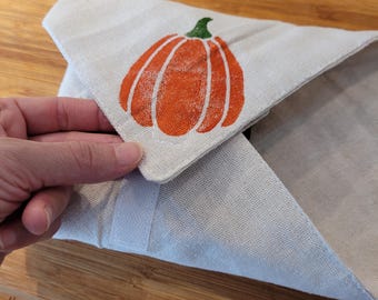 Envoltura de sándwich de lino lavado hecha a mano: cubierta de comida reutilizable con estampado de bloques, bolsa para sándwich