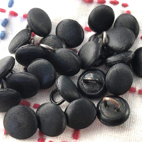 24 antique shoe boot buttons black moiré