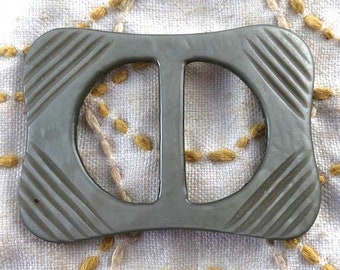 Petite glissière de ceinture sculptée gris verdâtre Art Déco 1930